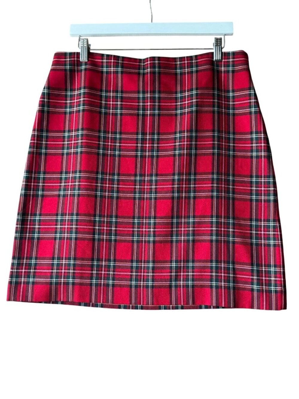 Talbots Womens Red Plaid Skirt Lined Side Zipper Size 10 Polyester & Rayon